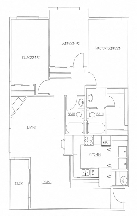 Unit H-3 Bed, 2 Bath